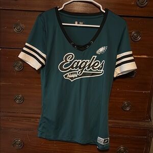 Team Apparel Green and White Fitted Graphic Jersey